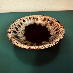Vintage Mid-Century Modern Ceramic Bowl - Brown Speckled Glaze, Unique Retro Decor