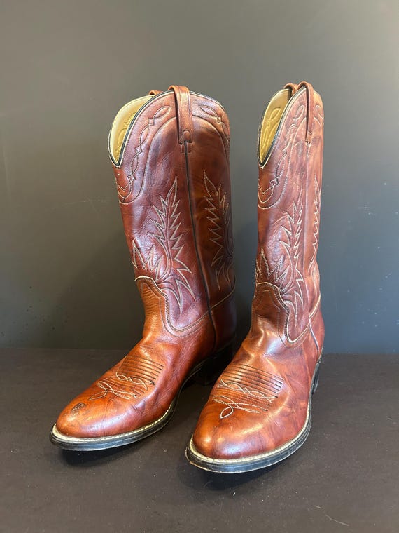 Vintage Acme Cowboy Boots: Brown Leather Western Rodeo Boots  display picture 2