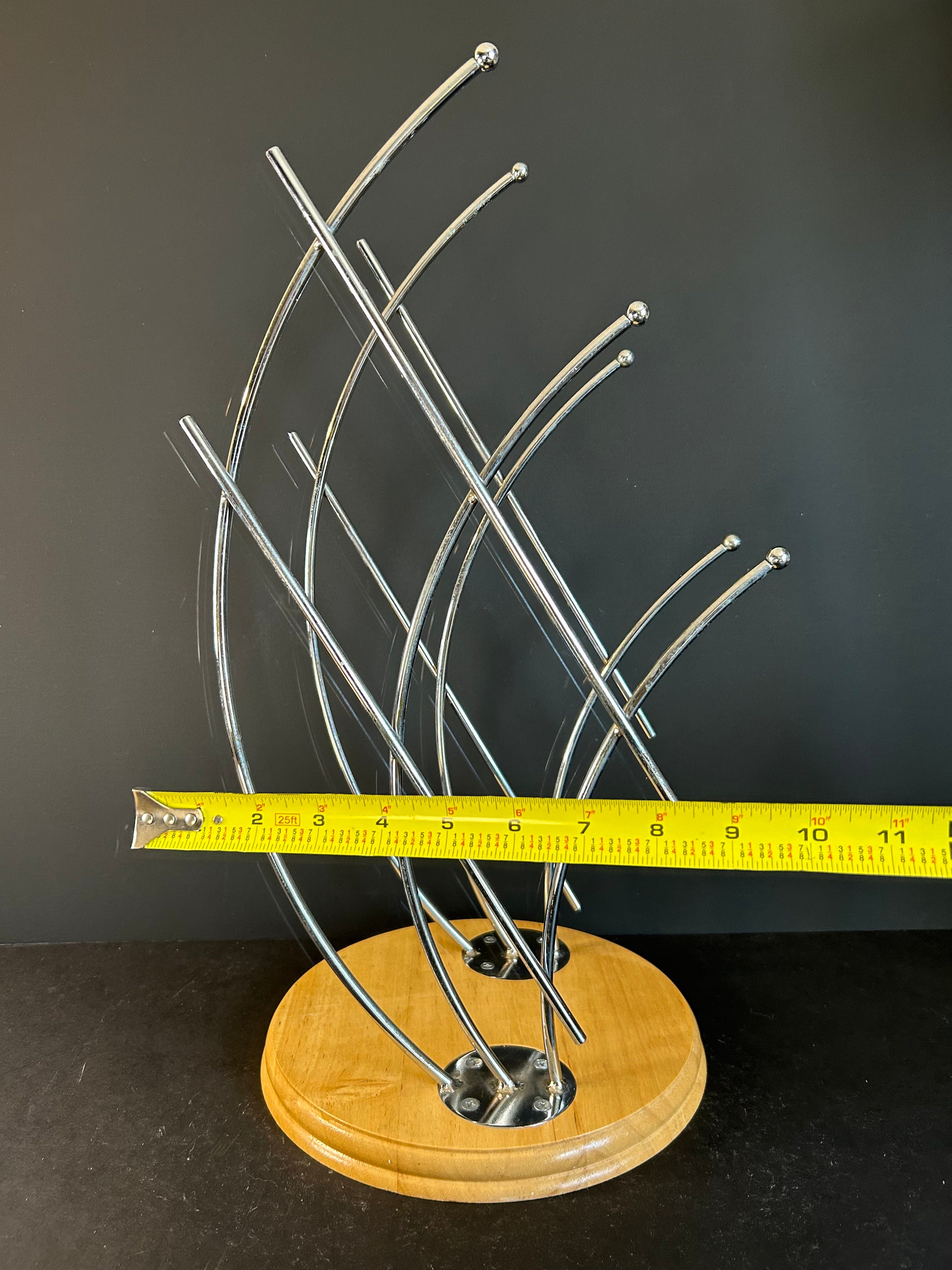 Abstract Wood and Metal Wine Rack - Holds 4 Bottles | Unique Vintage ...