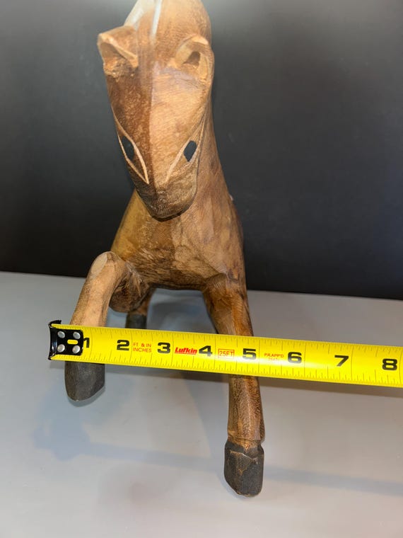 ヴィンテージの手彫り木製馬：素朴な乗馬装飾、高さ16インチ - Etsy 日本