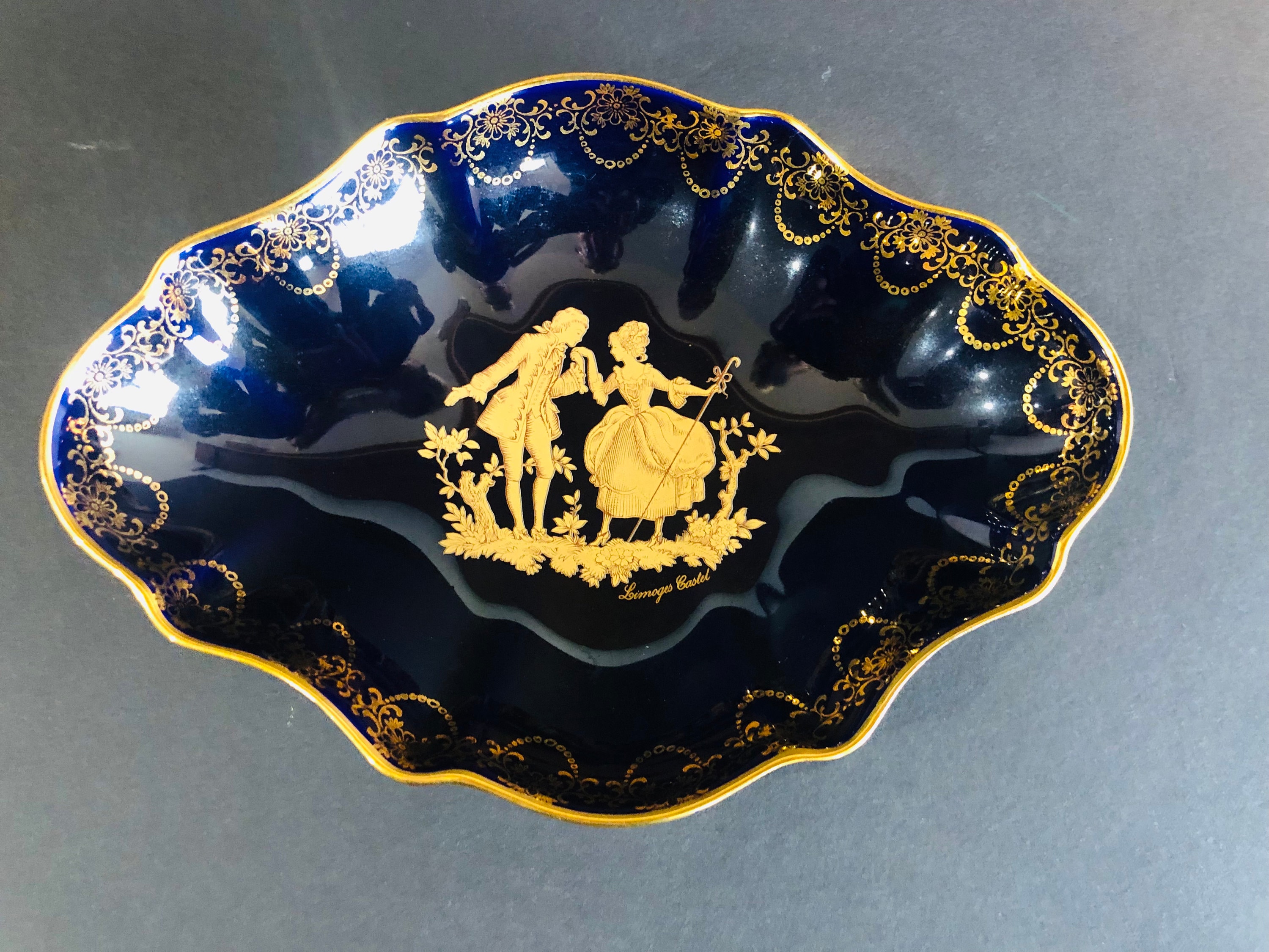 Vintage Limoges Castel France 22K Gold Gilded Cobalt Blue Vintage Limoges Castel France 22K Gold Gilded Cobalt Blue