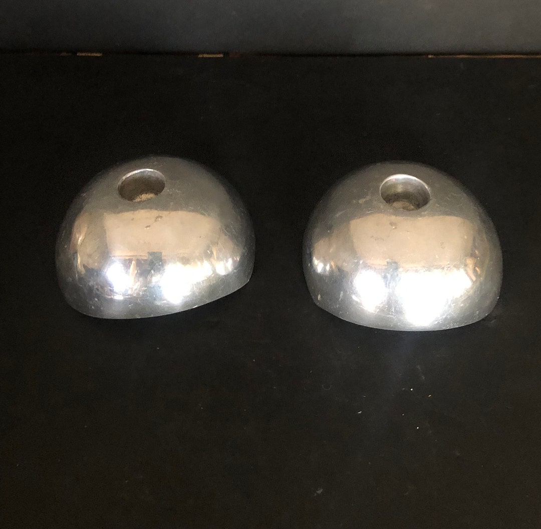 Nambe' Candle Holders Minimalist Mid Century Sleek Design Etsy