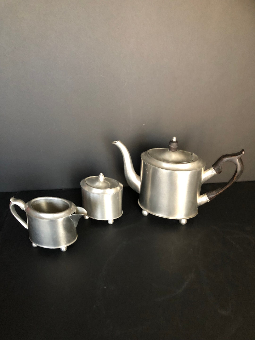 Steiff Newport Pewter Teapot and Creamer and Sugar Etsy