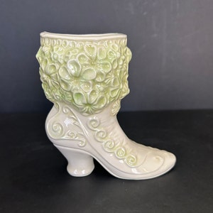 Victorian Era Fancy Women's Boot Ceramic Vase Centerpiece Mantlepiece