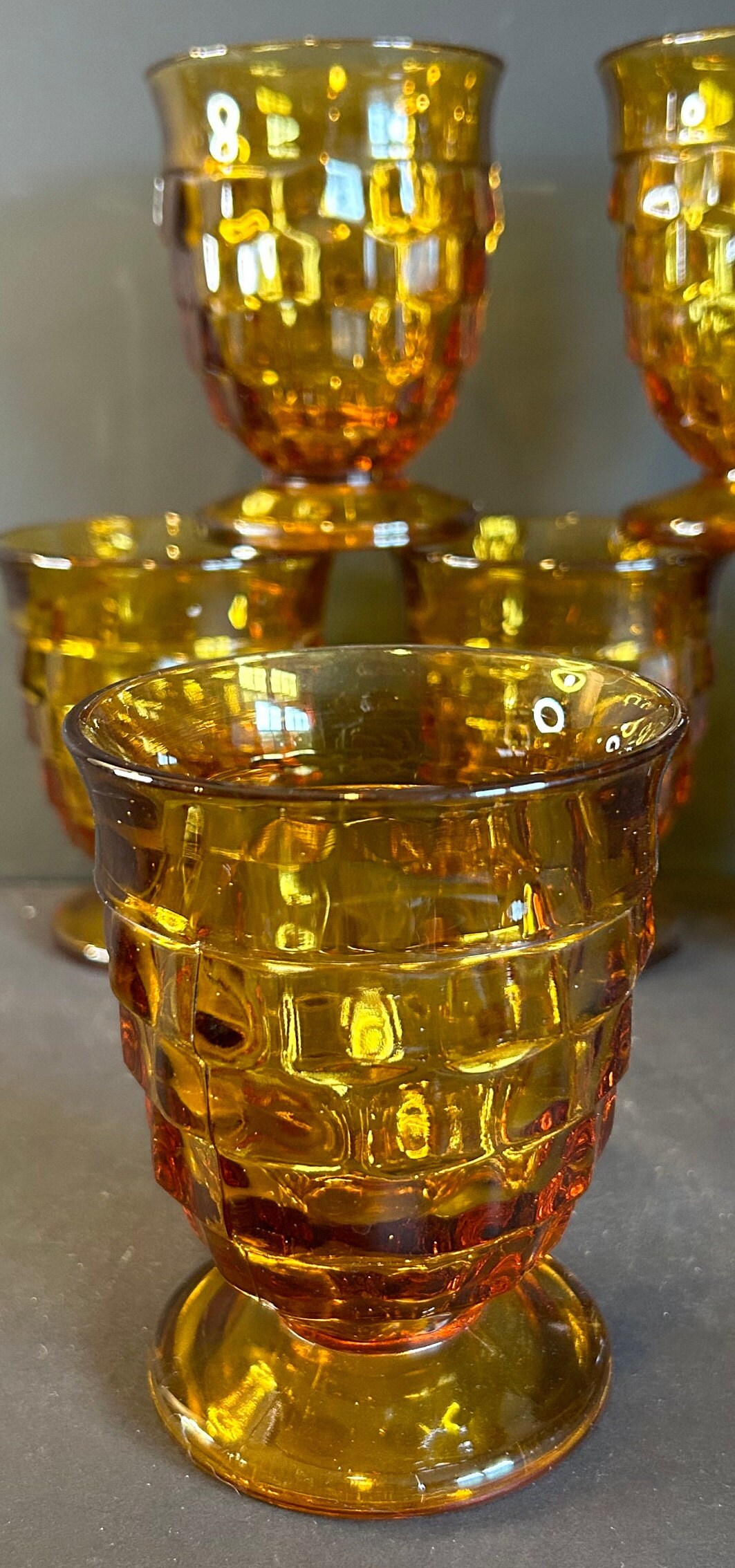 ヴィンテージ インディアナ アンバー ホワイトホール キュービズム