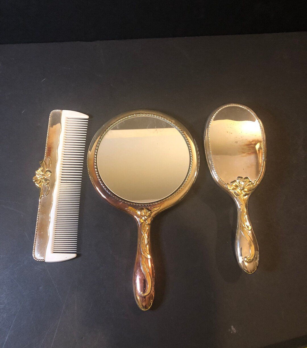 Vanity Table Mirror Comb and Brush Set From the 1960s Etsy
