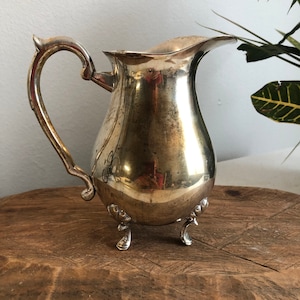 International Silver Company Silver Plated Pitcher | 7&quot; X 6&quot; Vintage Milk Jug | Handmade India | Elegant Antique Decor