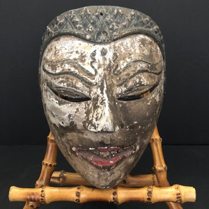 Antique African Tribal Mask Hand-Carved Wood with Paint Patina | Authentic Ethnic Art 5&quot;x6&quot; | Rare Collectible Wall Decor