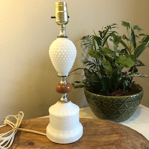 Milk Glass Lamp, Vintage Lamp, White Hobnail, Cottage Core, Costal Grandmother