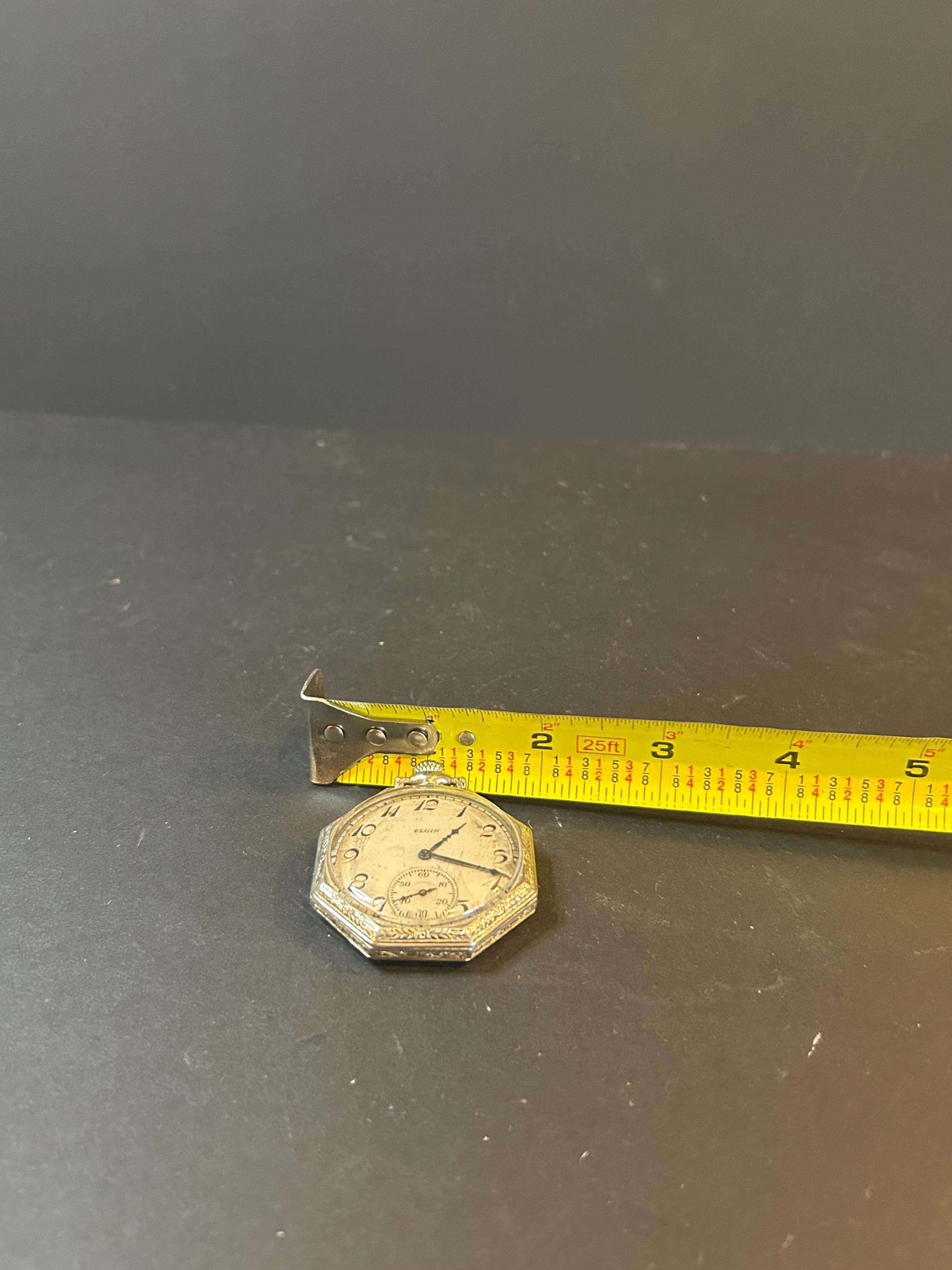 1920年代のヴィンテージ エルジン懐中時計 – アールデコ調の八角形