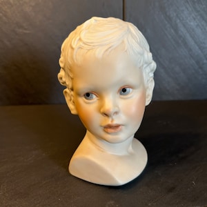 Vintage Bisque Porcelain Bust Child, Rare, Eclectic Signed