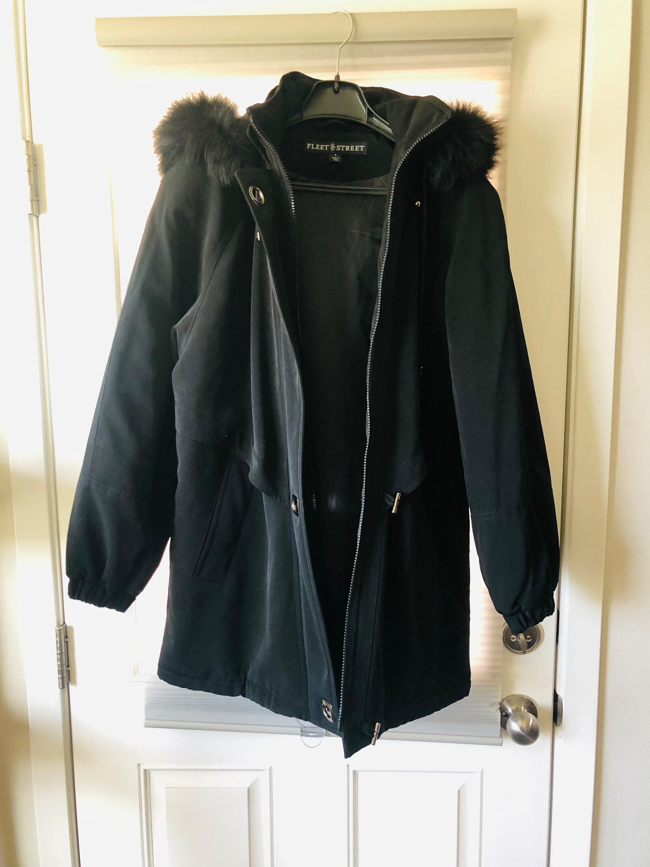 Vintage Fleet Street Black Coat Size Small Fox Fur Removable Hood Great Shape Etsy