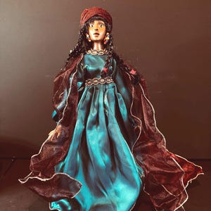 Exotic Bohemian Angel Doll | Handmade Ethnic Christmas Tree Topper | Collectible Holiday Decor | Unique Gypsy-Inspired Figurine