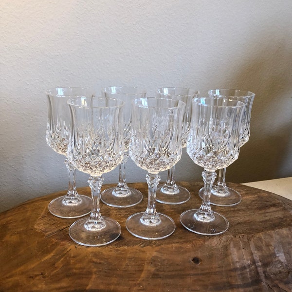Set of 10 Crystal Cut Glass Wine Glasses Diamond Cut,