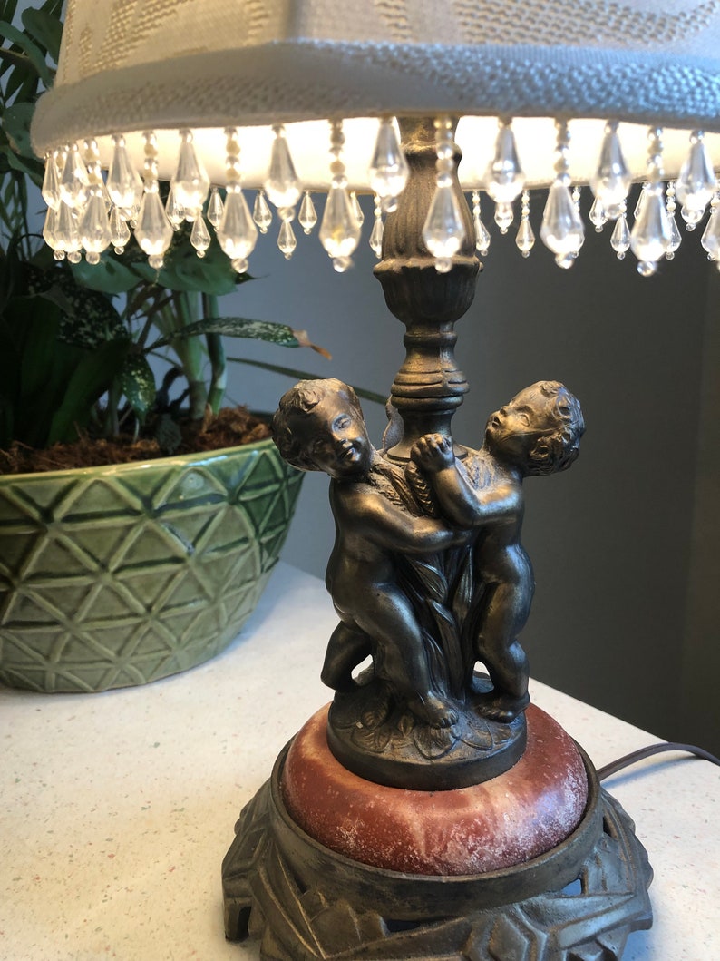Beautiful Two Cherub Brass Lamp With Marble Base Vintage and Etsy