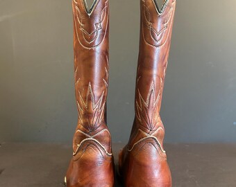 Vintage Acme Cowboy Boots: Brown Leather Western Rodeo Boots  display picture 3