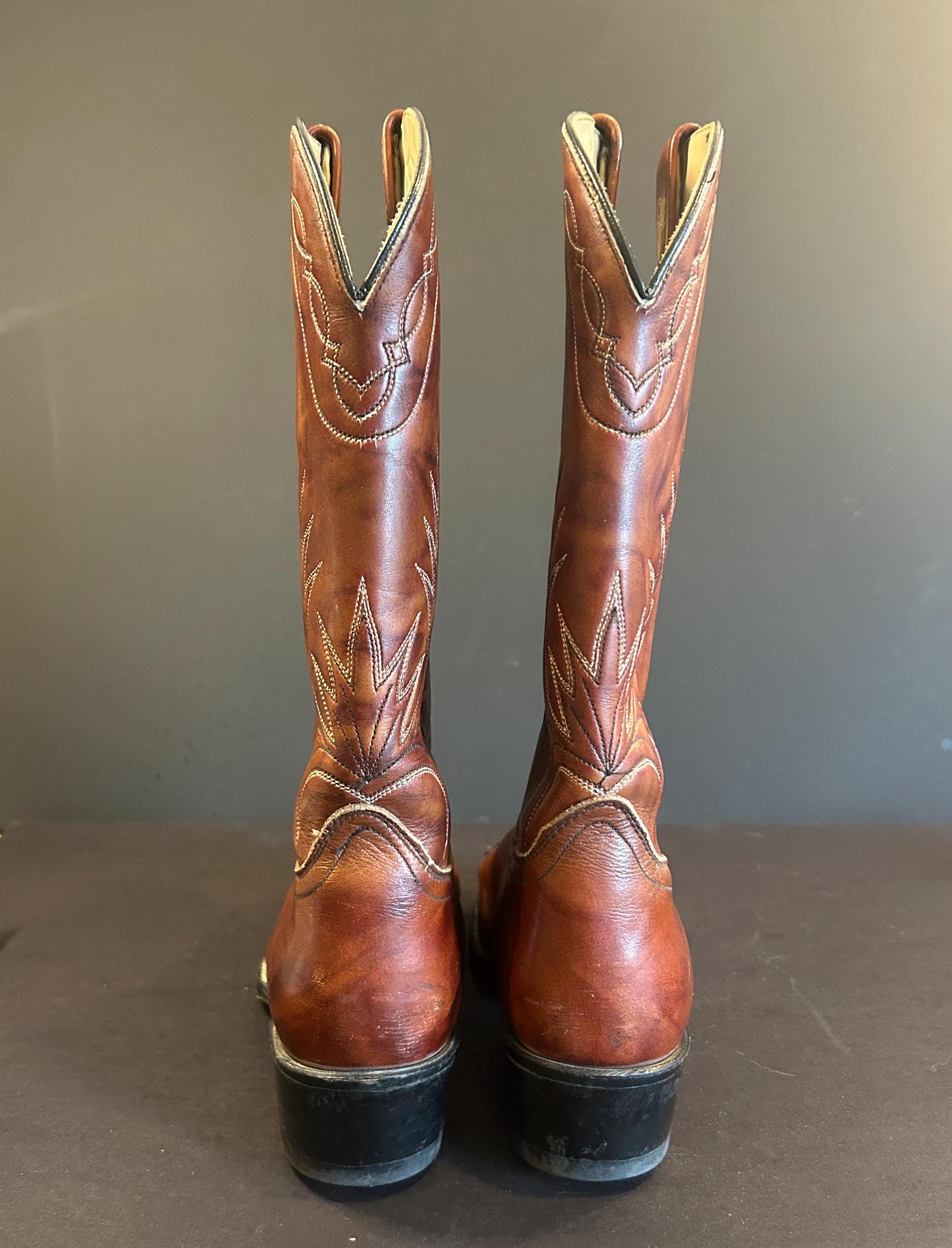 Vintage Acme Cowboy Boots: Brown Leather Western Rodeo Boots  display picture 3