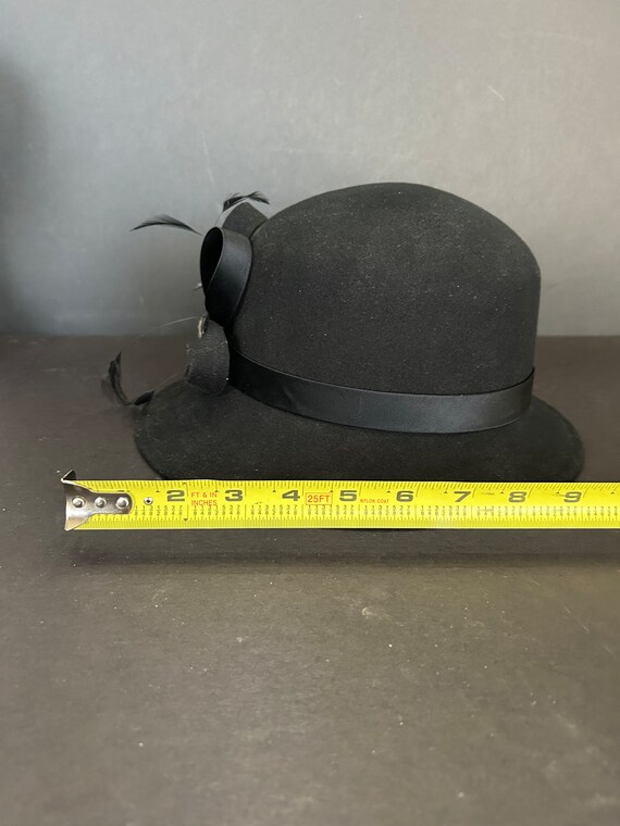 Vintage Betmar of New York Wool Bucket Hat With Black Feathers and