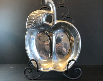 Apple Serving Dish Cast Aluminum
