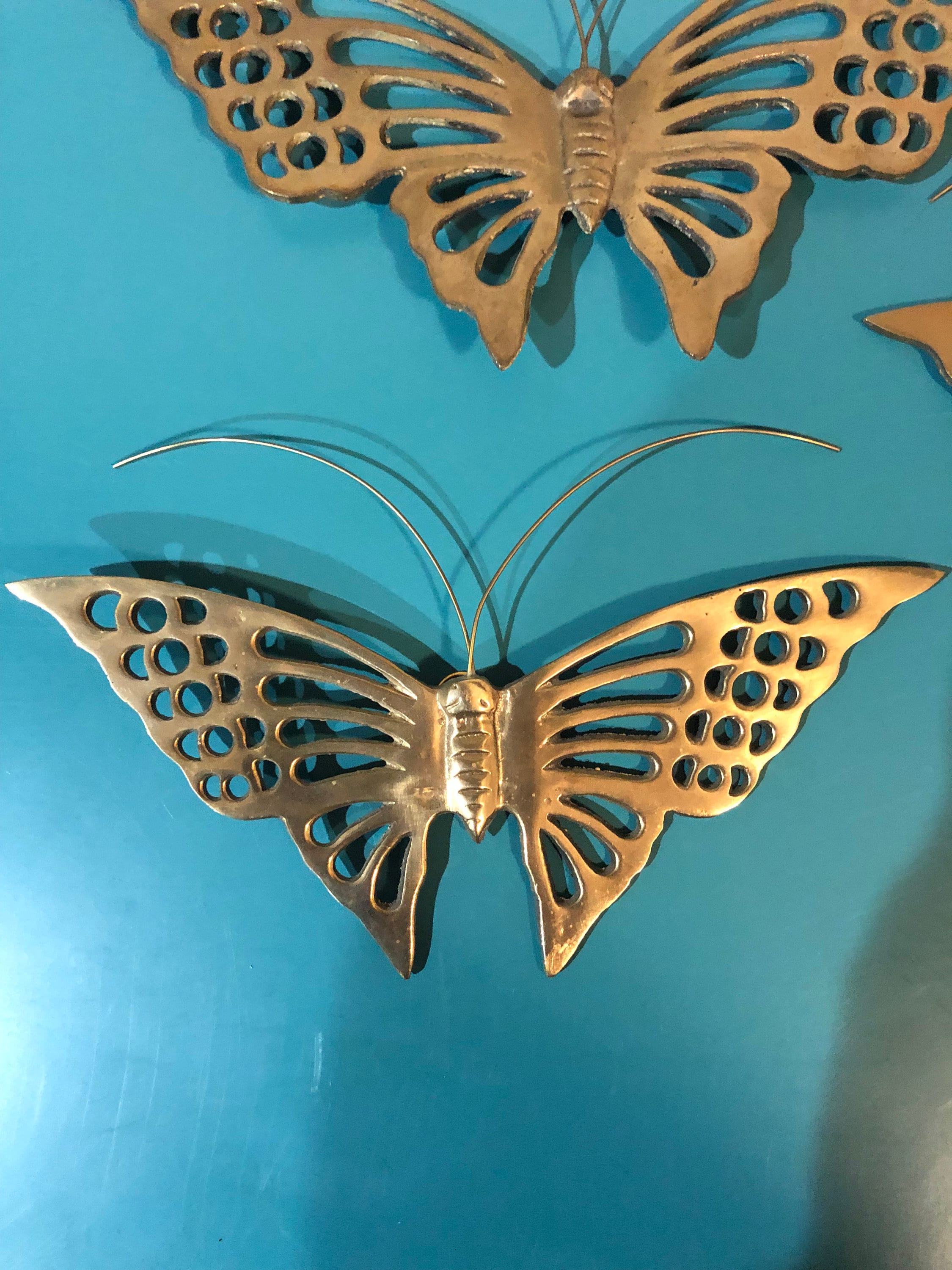 Butterfly Wall Décor Vintage Brass MCM eccentric set of 3 Etsy