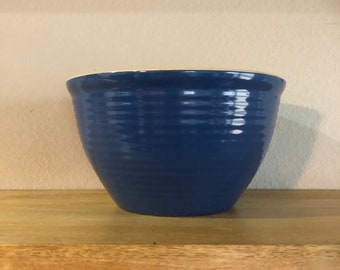 Vintage WCL Blue Glazed Stoneware Mixing Bowl: Farmhouse Kitchen Decor