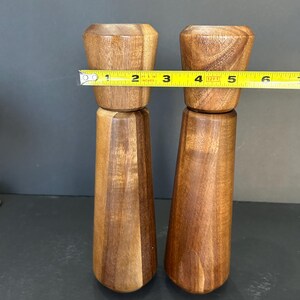 Pu&ograve; includere: Due saliere e pepiere in legno con un design conico. I salieri sono alti circa 12,7 cm.