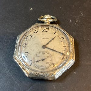 1920年代のヴィンテージ エルジン懐中時計 – アールデコ調の八角形