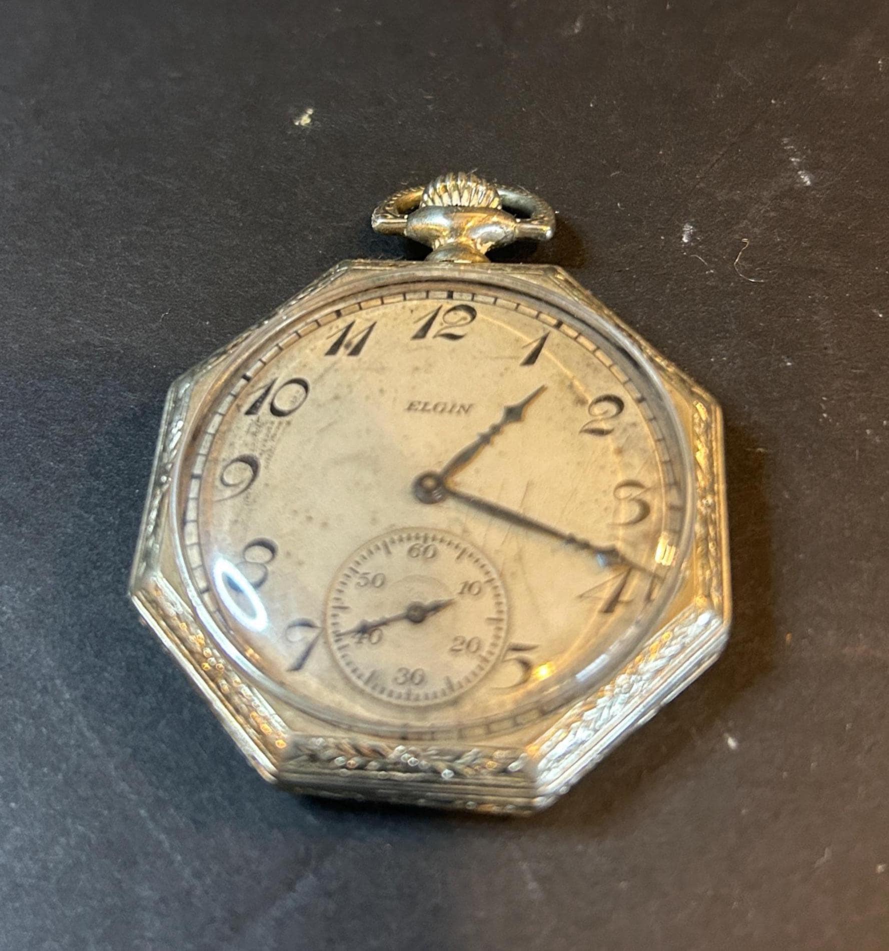 1920年代のヴィンテージ エルジン懐中時計 – アールデコ調の八角形