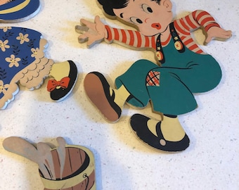 Décoration vintage des années 1950 pour chambre de bébé Jack et Jill : Dolly Toy Co. Mother Goose Pin-Ups