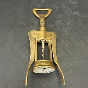 Italy Stylish Brass Bottle Opener Wine Corkscrew 1960s Modern Vintage