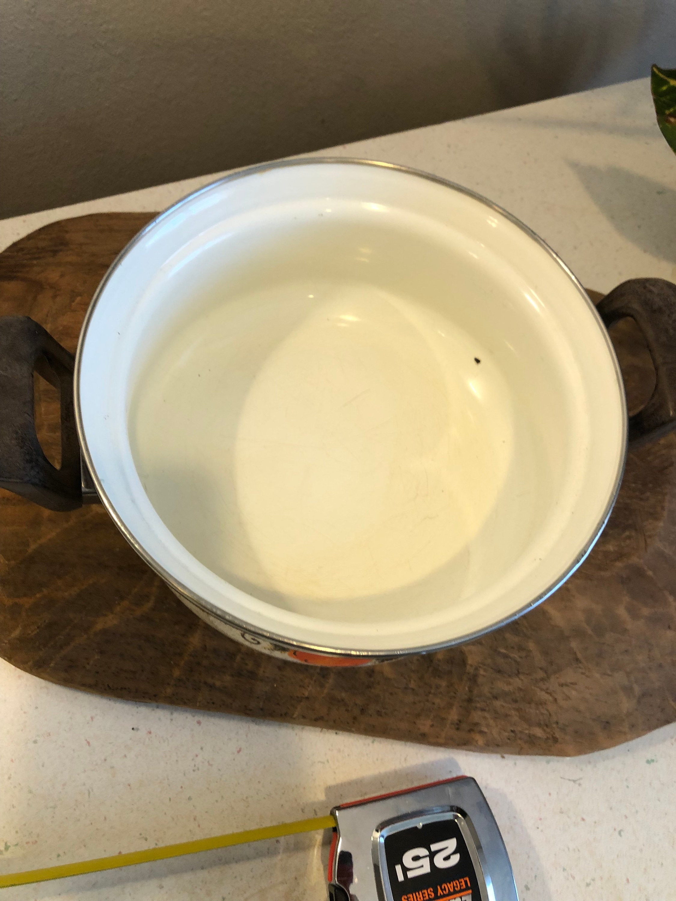 Vintage Sanko Ware Show Pans Orange Poppy 3 Qt Enamel Dutch