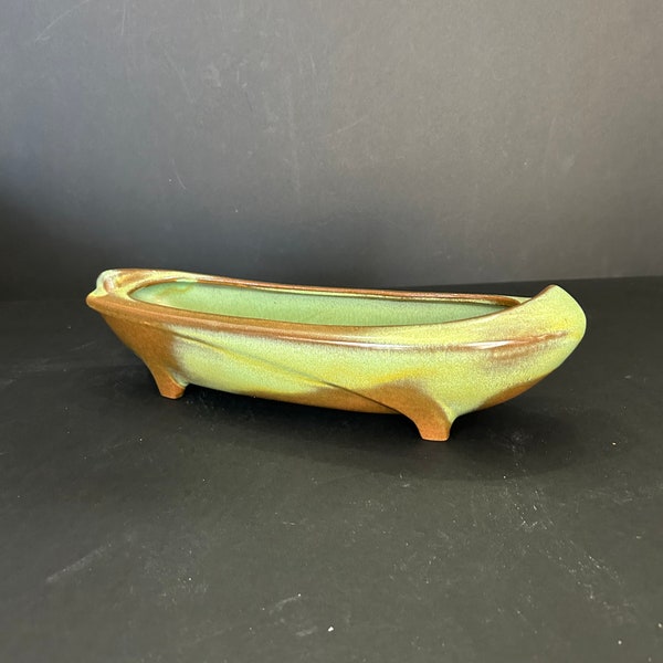 Vintage Frankoma Prairie Green 12 inch Oblong Footed Television Planter Number 45 Excellent Condition