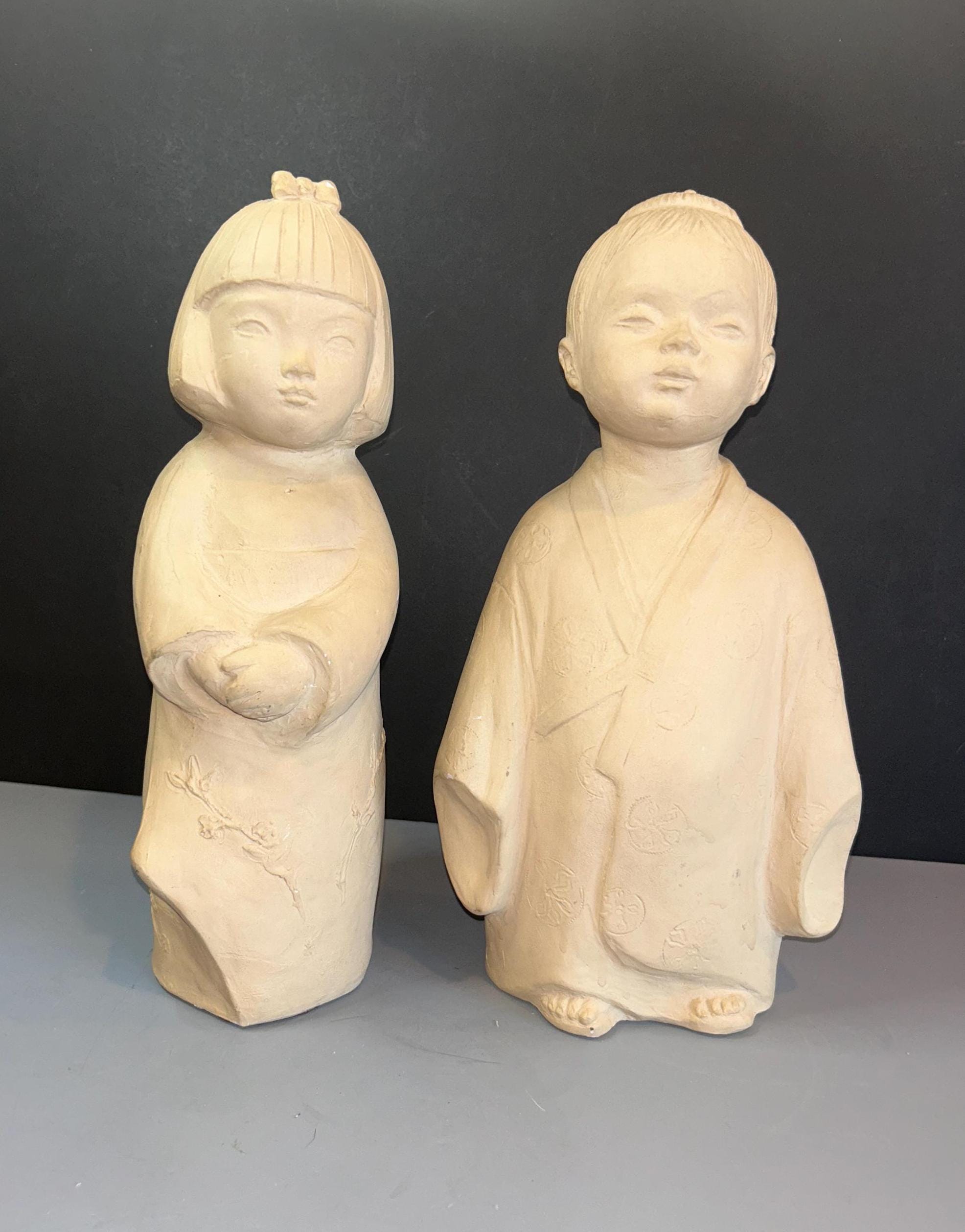 Vintage Austin Productions Japanese Children Clay Sculptures
