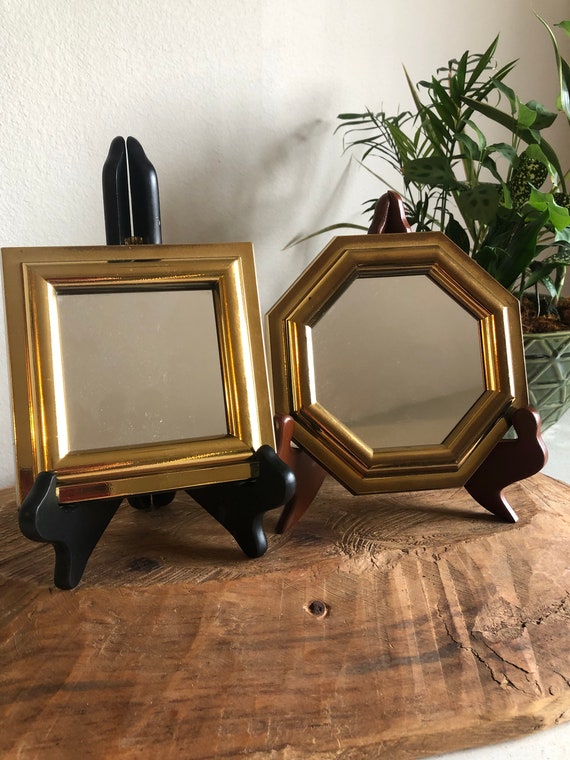 Two Small Mirrors In Gold Frames Two Small Mirrors In Gold Frames, Small Mirror Photo Frames