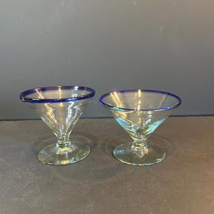 Handblown Handmade Stemless Barware Set of Two Glasses Eclectic and Unique