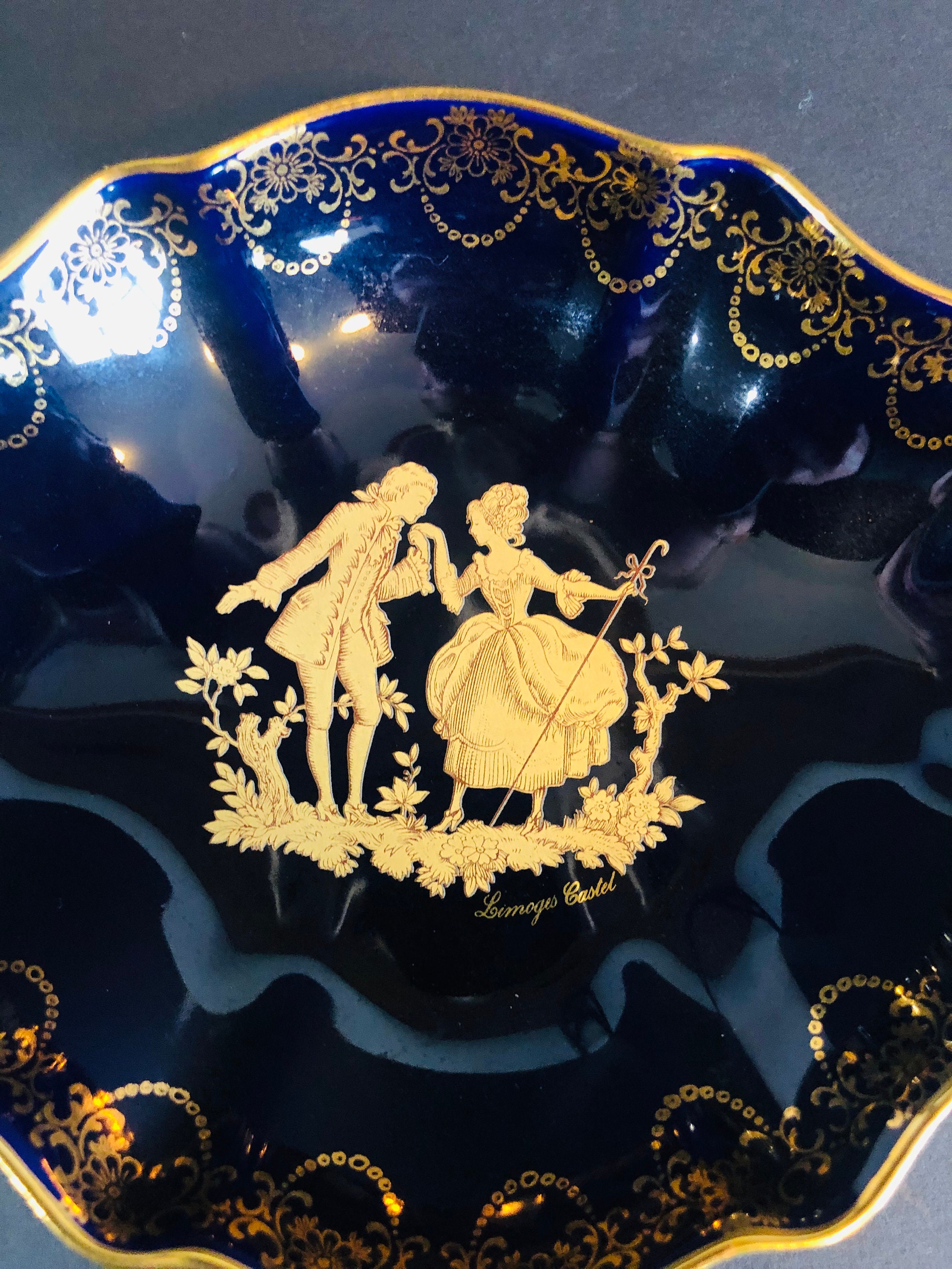 Vintage Limoges Castel France 22K Gold Gilded Cobalt Blue Vintage Limoges Castel France 22K Gold Gilded Cobalt Blue