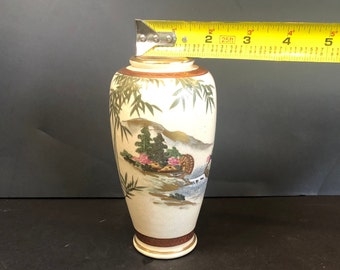 伝統的な日本の風景画の花瓶 薩摩焼 ヴィンテージ薩摩花瓶：手描きの日本の風景画陶芸 - Etsy 日本