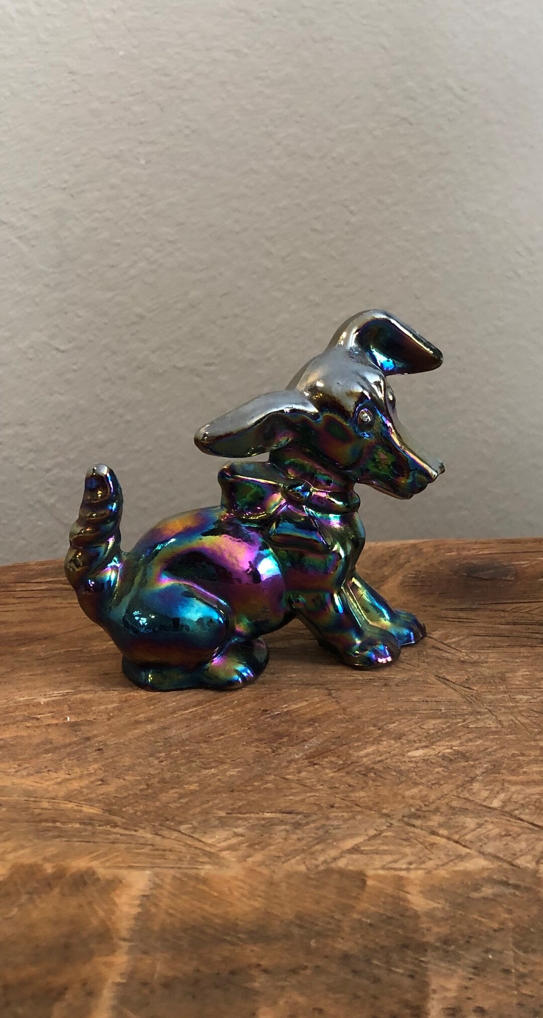 Authentic Vintage Glass Dog From Imperial Glass Iridescent Etsy