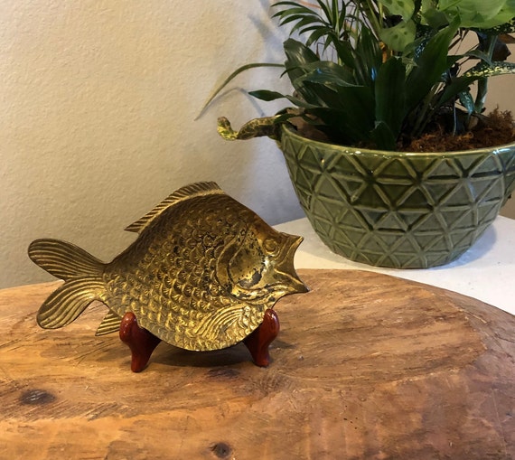 Solid Brass Fish Trinket Dish Vintage, Eclectic D… - image 1