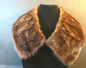 Vintage Brown Mink Fur Collar: 1950s Old Hollywood Glamour