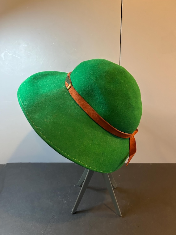 Vintage Green Floppy Hat: Merrimac Leather Band, 7.5 display picture 3