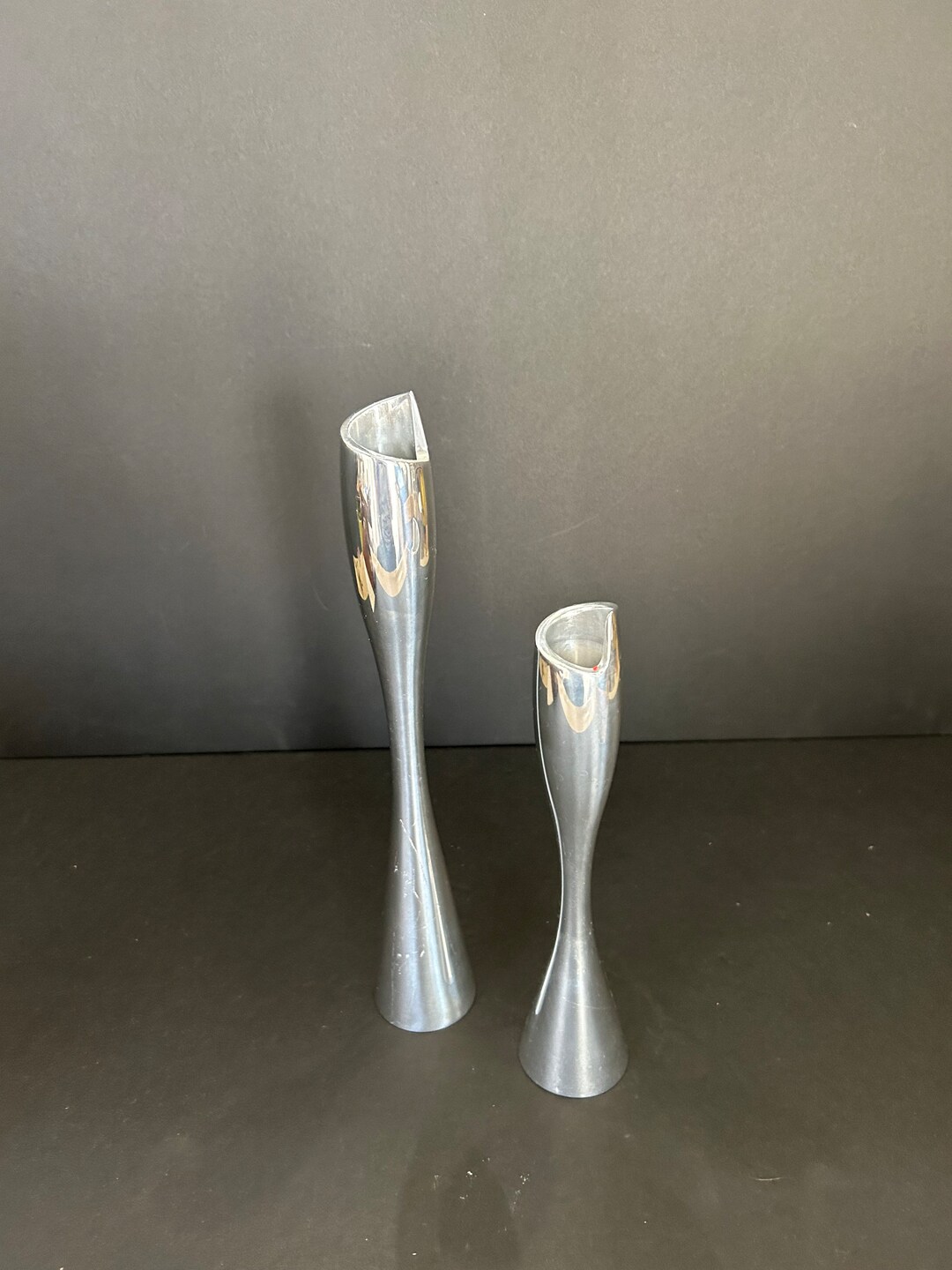 Authentic Vintage Nambe Candle Holders Elegant Hour Glass Shape With Unique Top Etsy