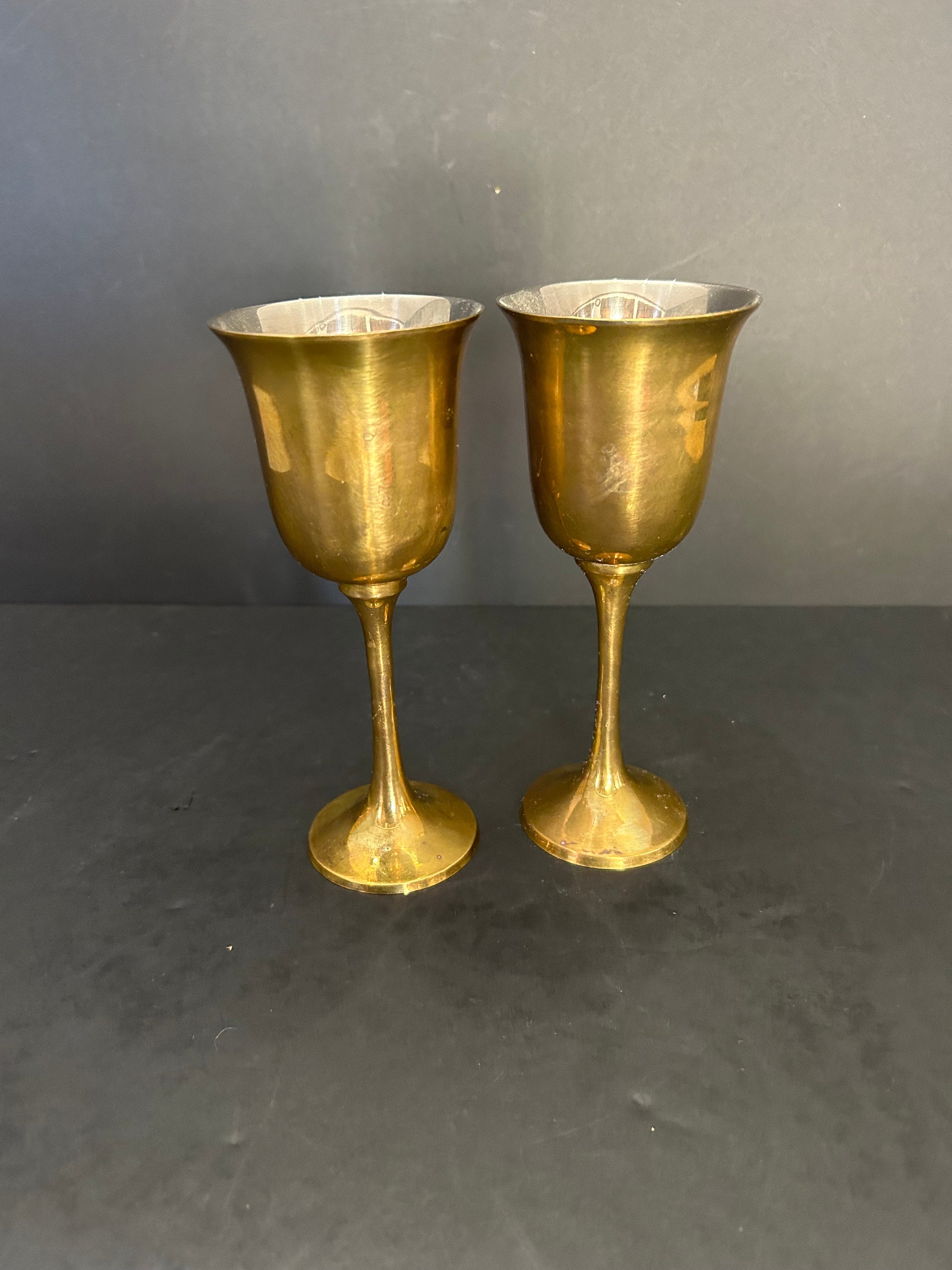 Solid Brass Wine Goblets Made in India Vintage and Well Made 