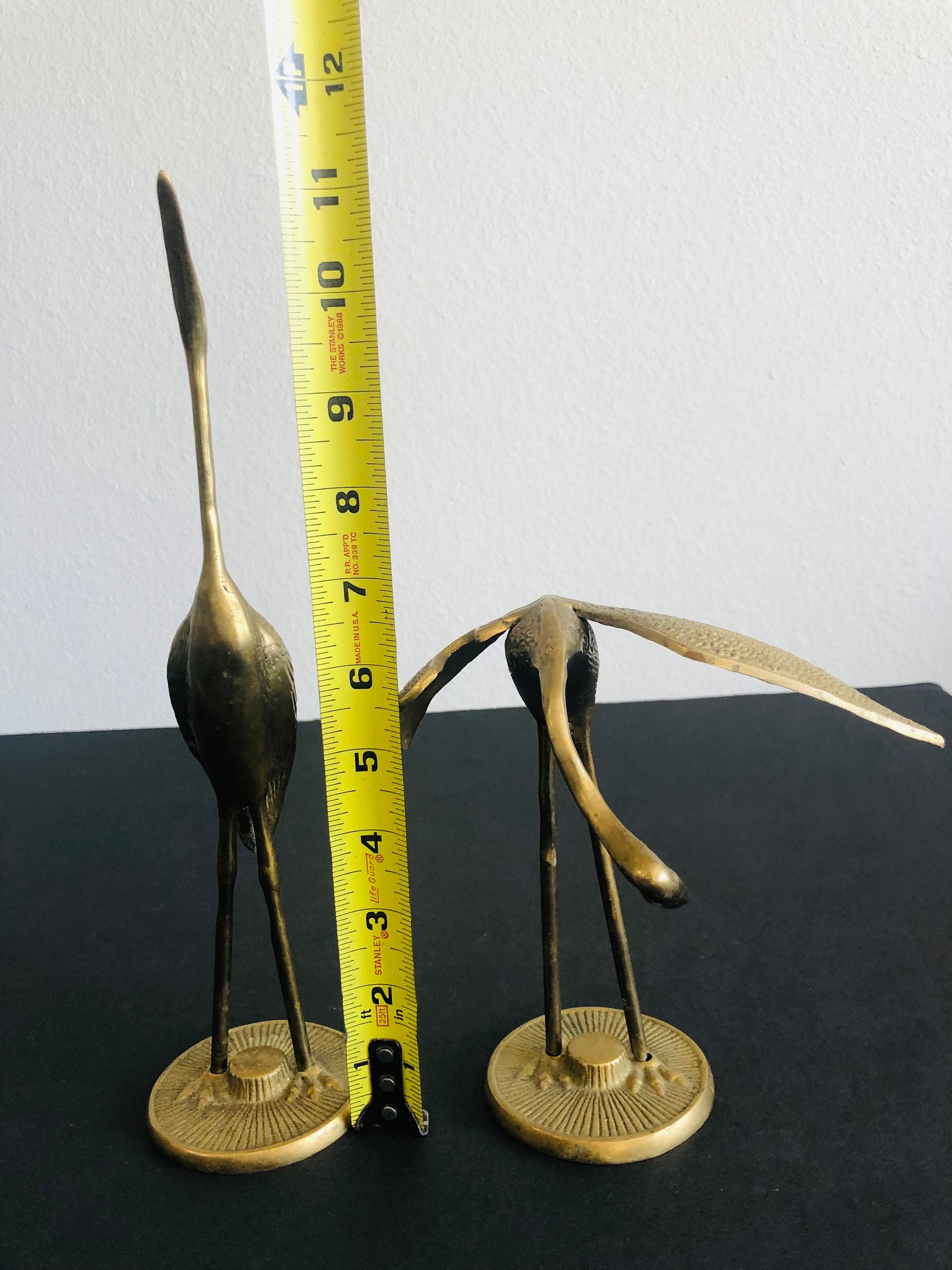 Pair of Vintage Brass Cranes Mid Century Modern Etsy