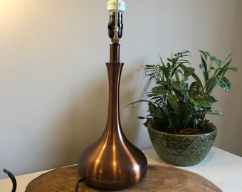 Vintage Dark Copper Colored Metal Desk Lamp, Mid Century Modern