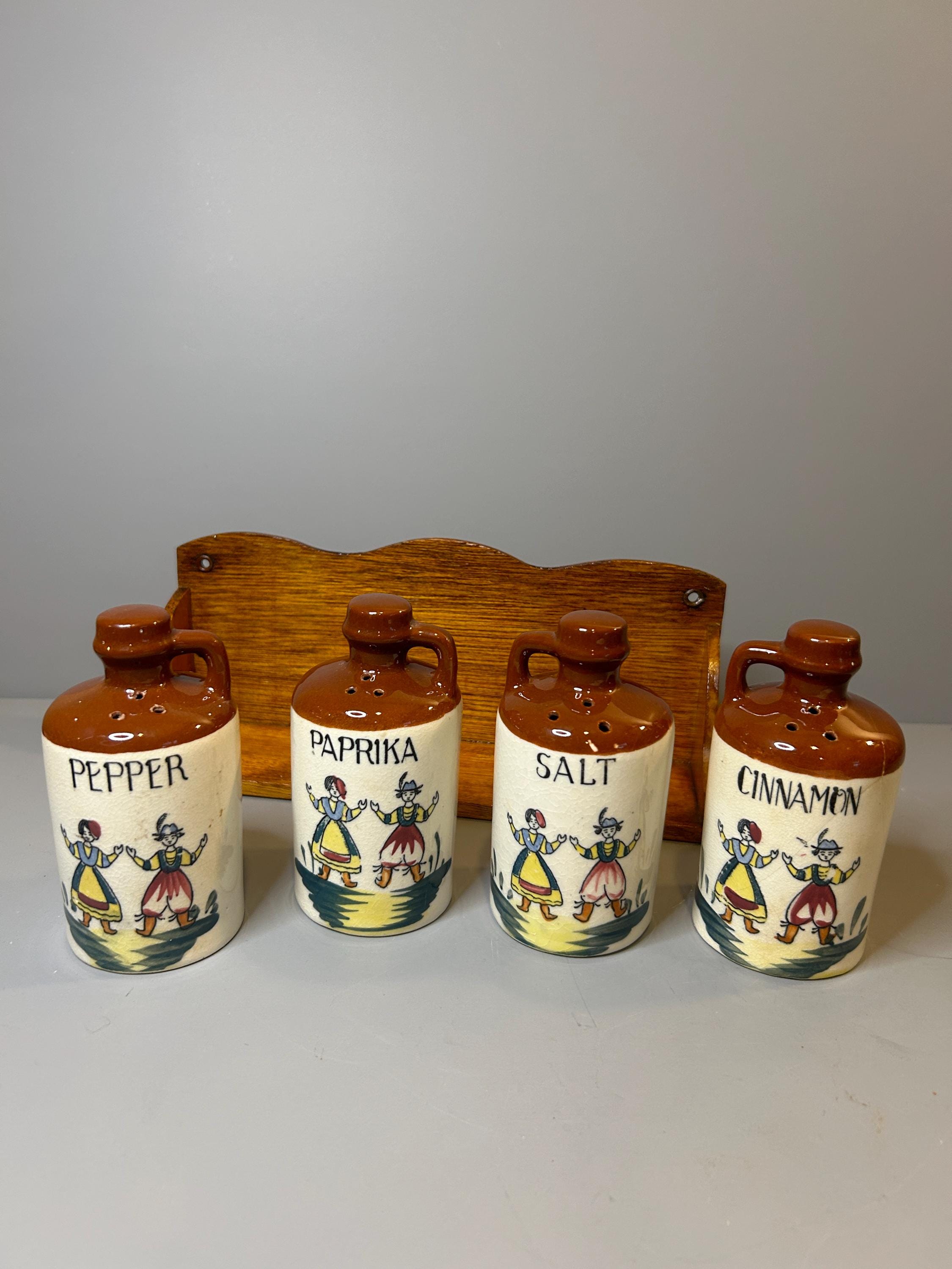 Mobile per spezie vintage in legno con cassetti in