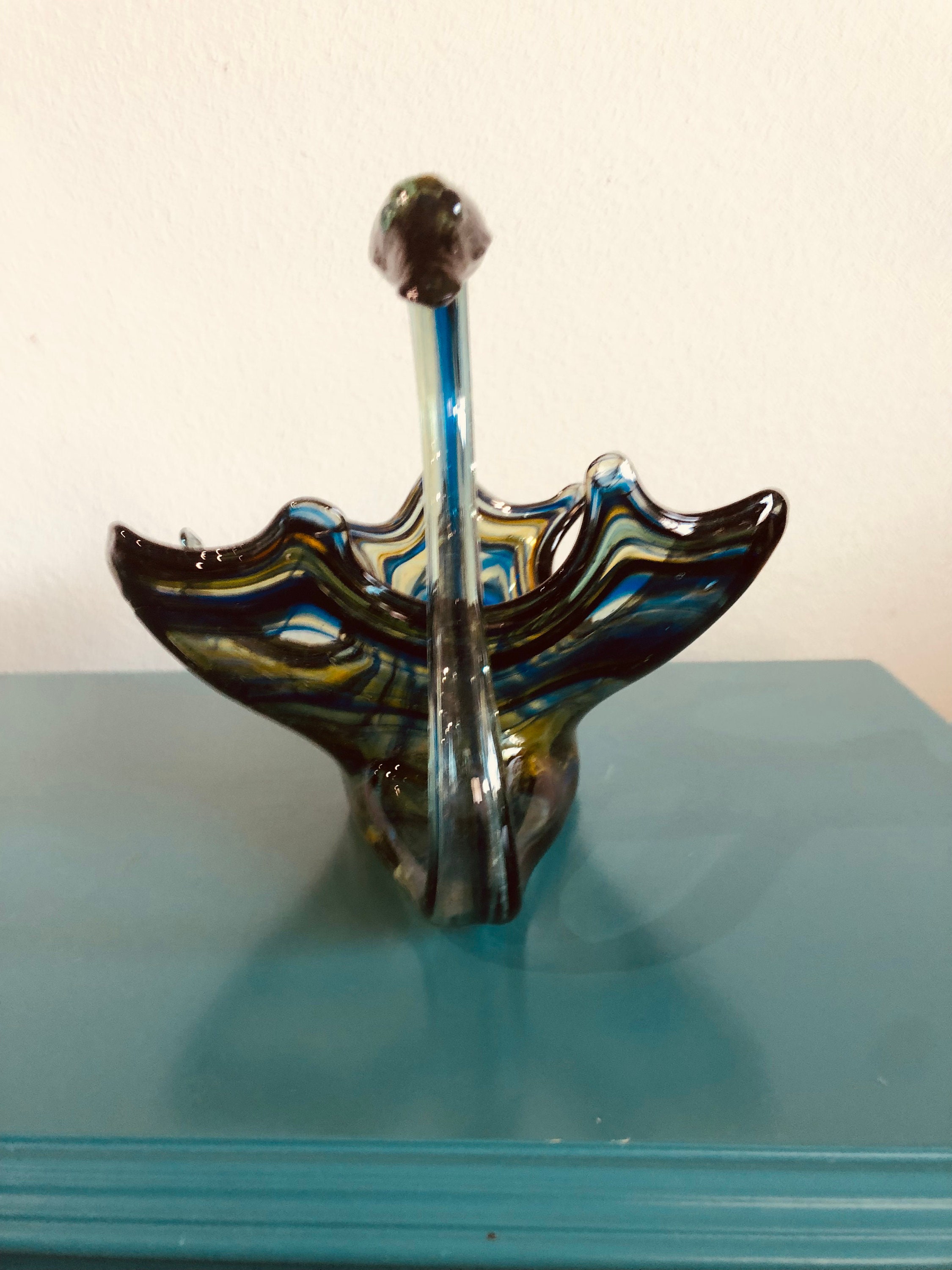 ムラーノスタイルのアートガラスの白鳥：ミッドセンチュリーモダンの