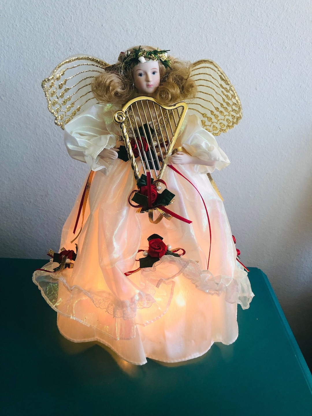 Vintage Lighted Porcelain Angel Tree Topper Christmas Tree Etsy