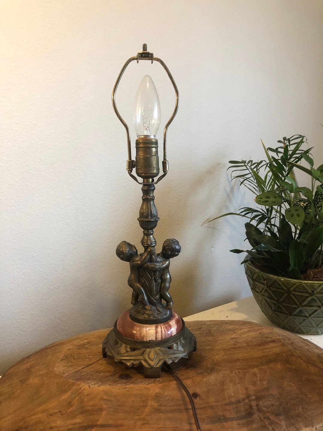 Beautiful Two Cherub Brass Lamp With Marble Base Vintage and Etsy