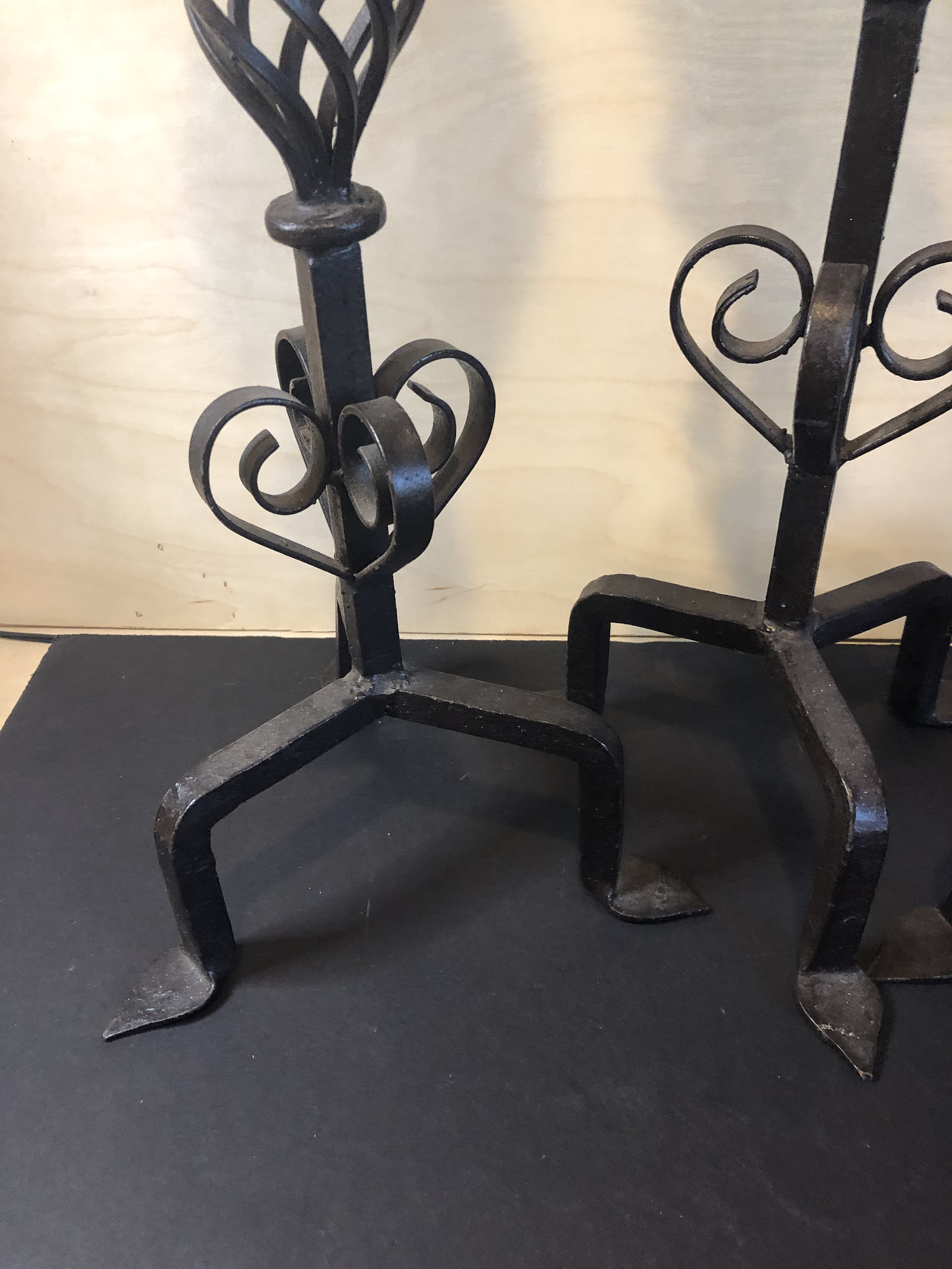Three Heavy Wrought Iron Pillar Candle Holders 21 Etsy